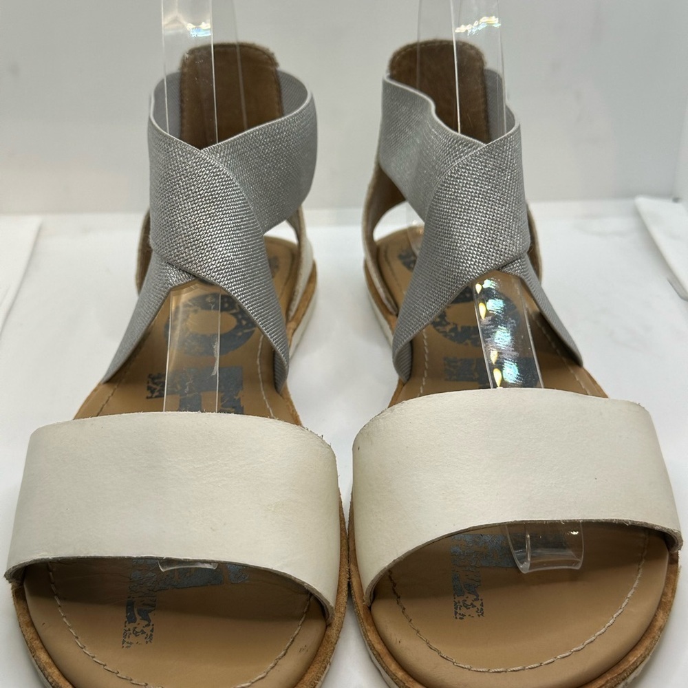 Sorel Silver and White Minimalist Sandals